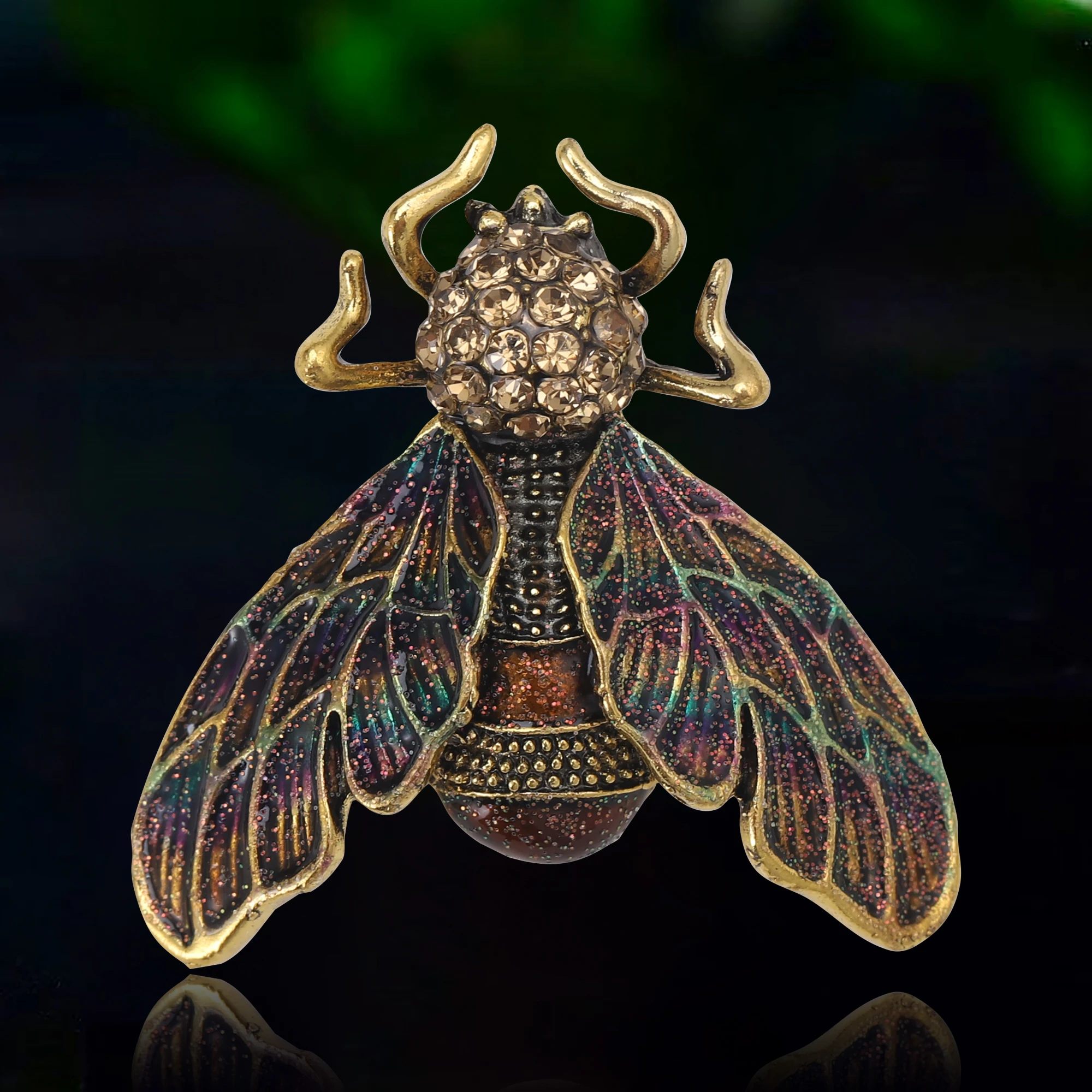 Vintage Fashion Bug - خمر حجر الراين علة دبابيس للنساء
