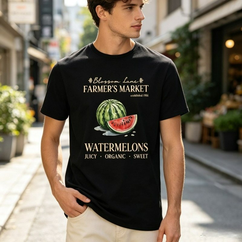 Vintage Fashion Market - تي شيرت رجالي بتصميم سوق المزارعين