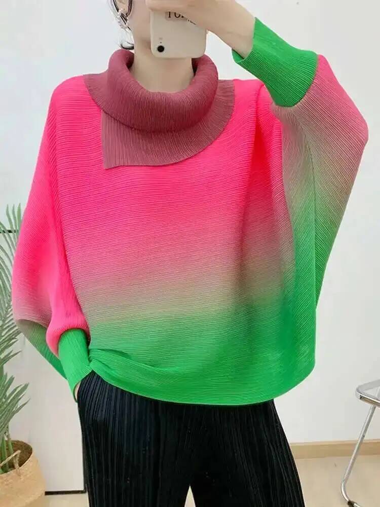 Vintage Fashion Build - تي شيرت مطوي متدرج اللون للنساء