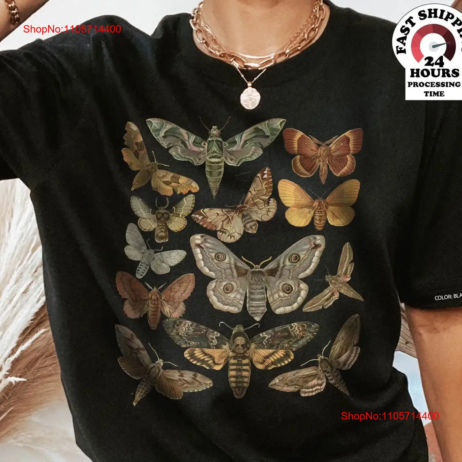 Vintage Fashion Bug - تي شيرت بتصميم العثة، بنمط كوتيدج