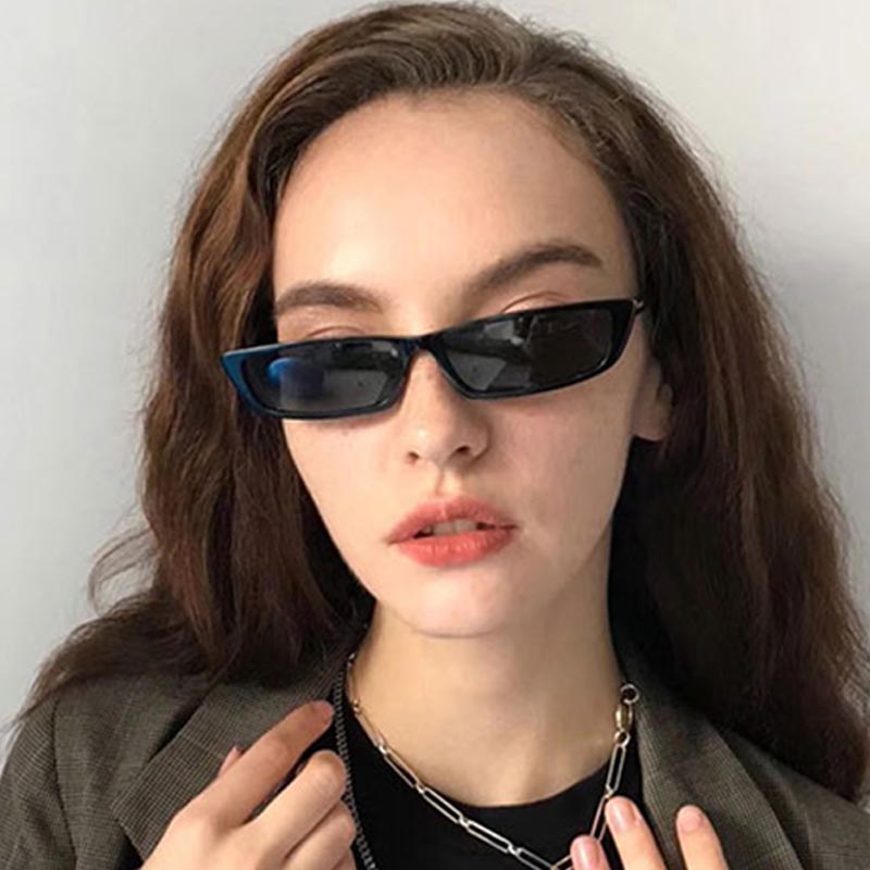 Vintage Fashion Glasses - نظارات شمسية مستطيلة صغيرة للنساء، نظارات