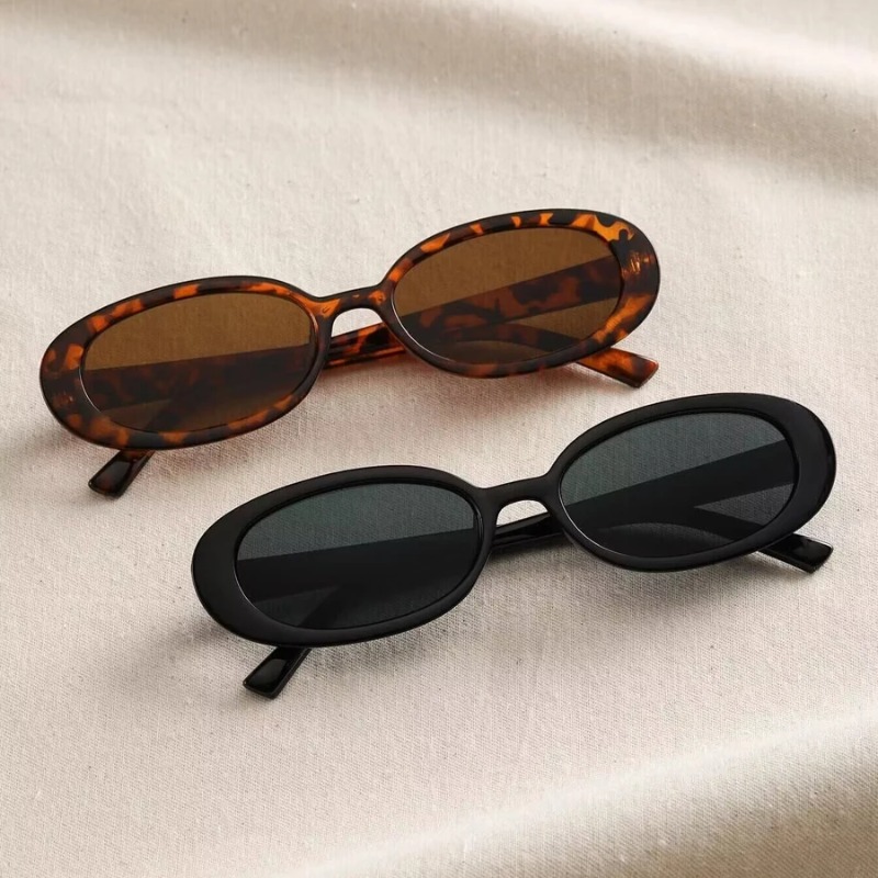Vintage Fashion Glasses - نظارات شمسية بيضاوية الشكل للنساء من