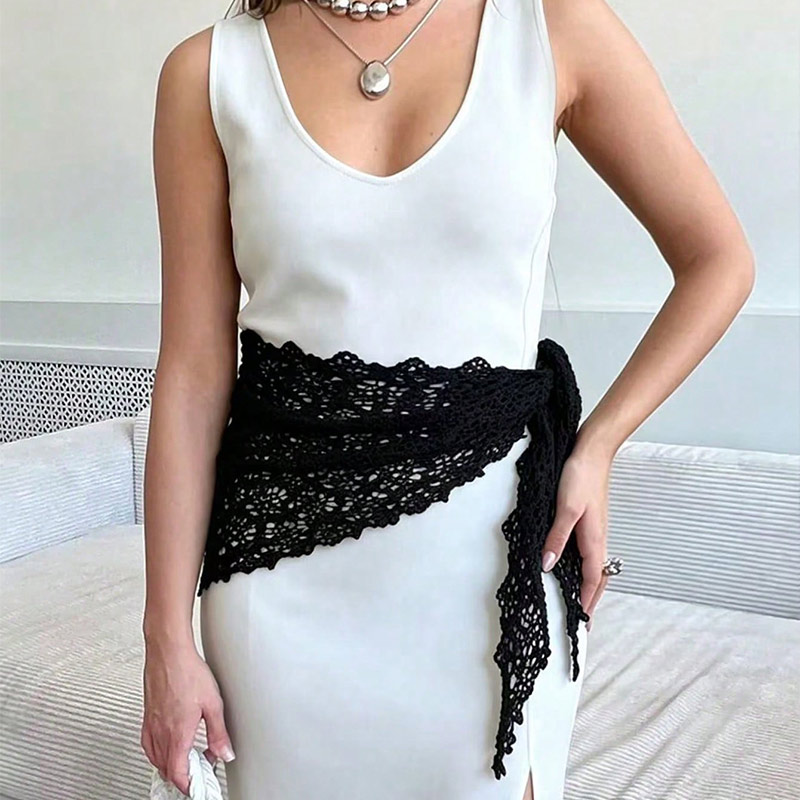 وشاح مثلث من الدانتيل الكروشيه - مراجعة Vintage Fashion Looks وسعره