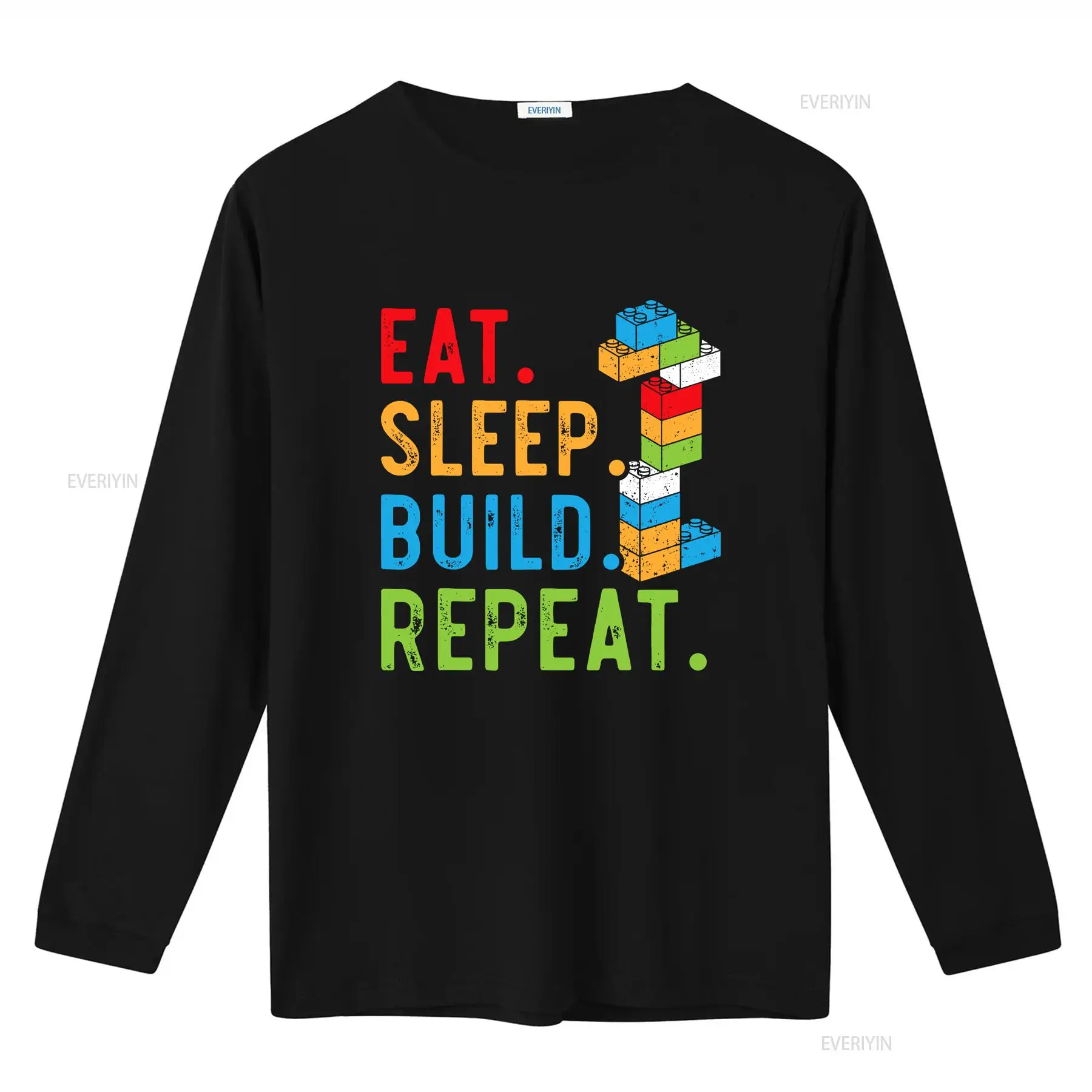 تي شيرت بطبعة 'Eat Sleep Build - مراجعة Vintage Fashion Build وسعره