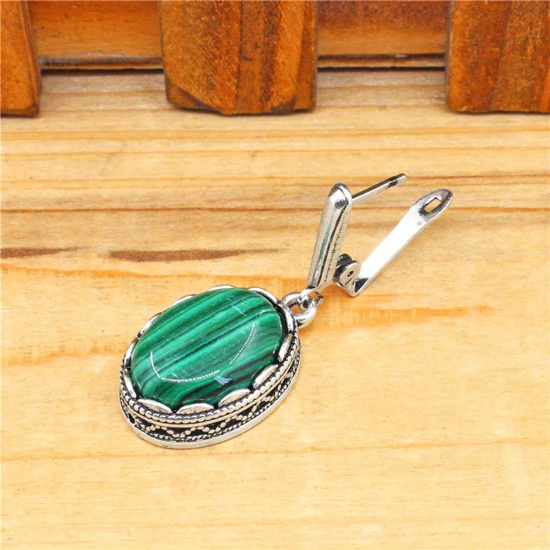 Flower Oval Malachite Dangle E - مراجعة Vintage Fashion Looks وسعره