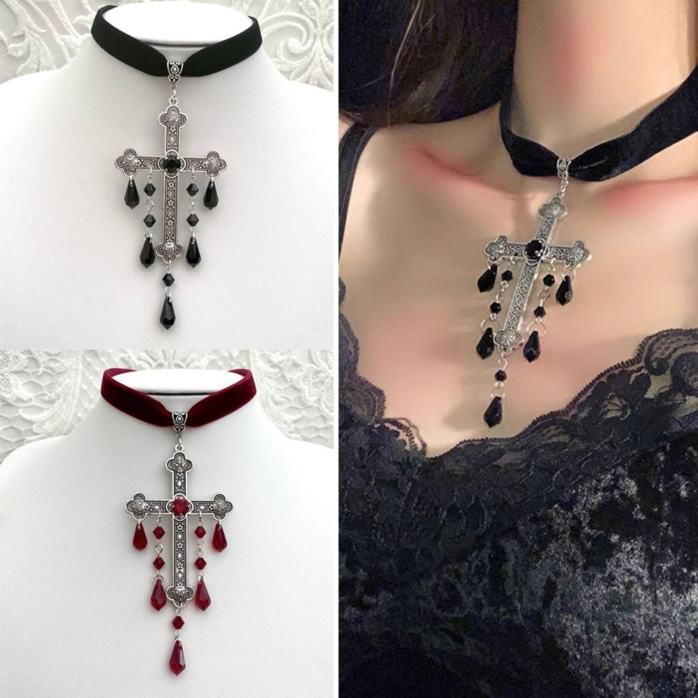 الرجعية نمط كبير الصليب قلادة  - مراجعة Vintage Fashion Looks وسعره